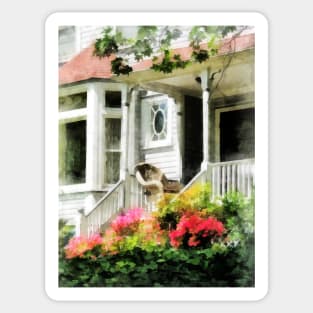 Spring - Azaleas by Porch With Wicker Chair Sticker